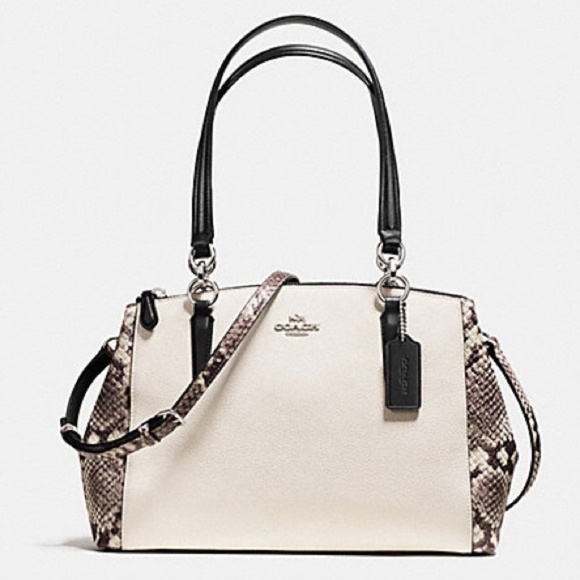 Coach Handbags - Coach Small Christie Carryall Snake Leather Trim